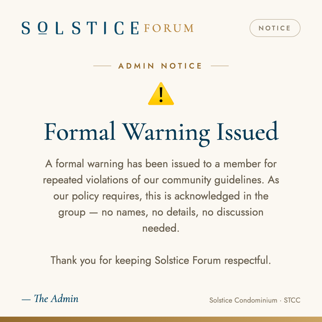 Formal warning notice card