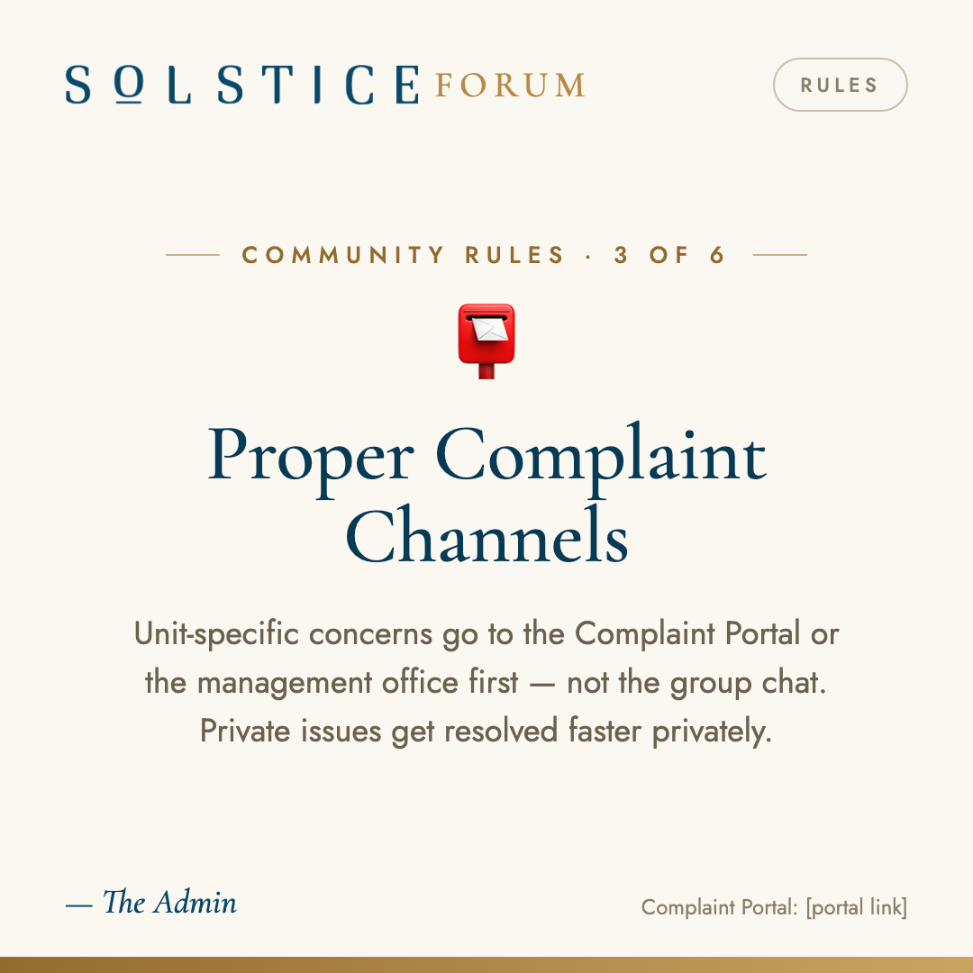 Complaint channels rule card